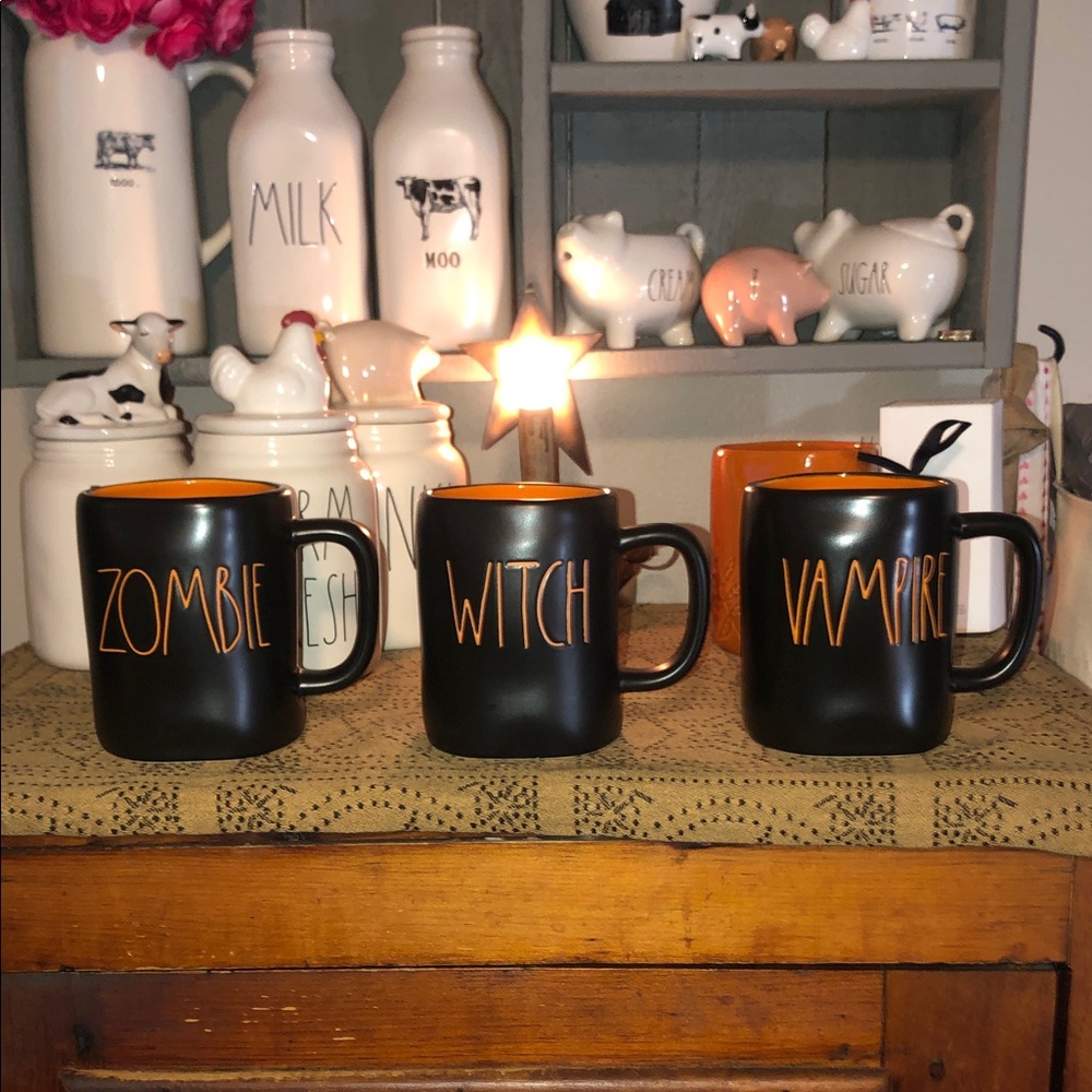 Rae Dunn ZOMBIE WITCH VAMPIRE Mug Set of 3